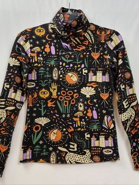 Nooworks Garden Turtleneck Women's Size X Small Black Made In California Stretch